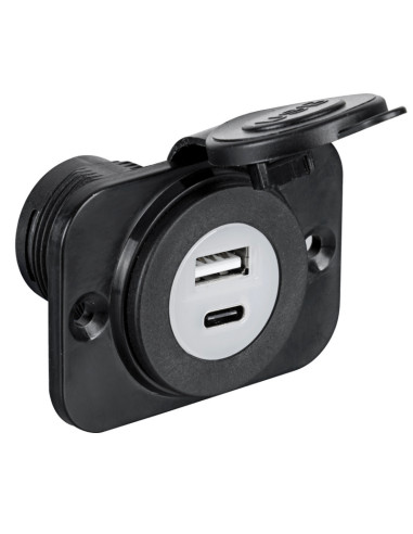 Presa incasso doppia USB Tipo-A + Tipo-C 12-24 volt