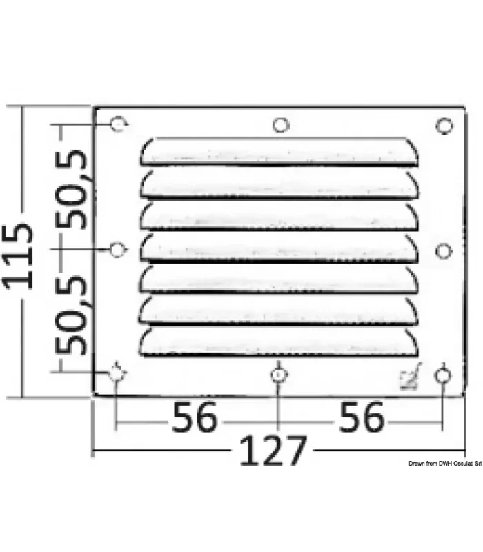 Griglia aerazione inox 115×127 mm Griglia ventilazione nautica barca