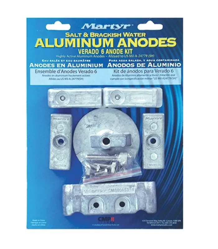 Kit Anodi Alluminio Mercury Verado 6 Cilindri 8 Pezzi Anticorrosione Motore Fuoribordo
