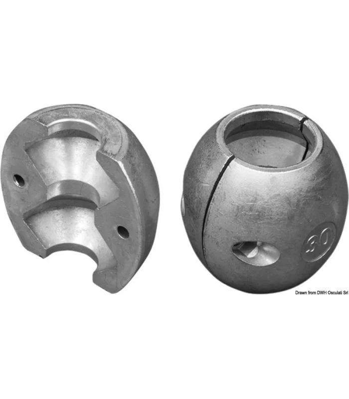 Oliva per asse elica diametro 30 mm in zinco anodo sacrificale per barca