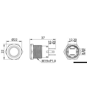 Interruttore FLAT Inox ON OFF 12V LED Blu per Barca e Camper