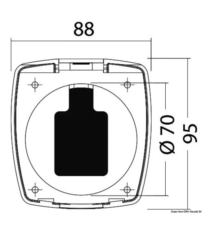 Box e Coperchio New Edge Foro Trasversale per Barca 12/24V