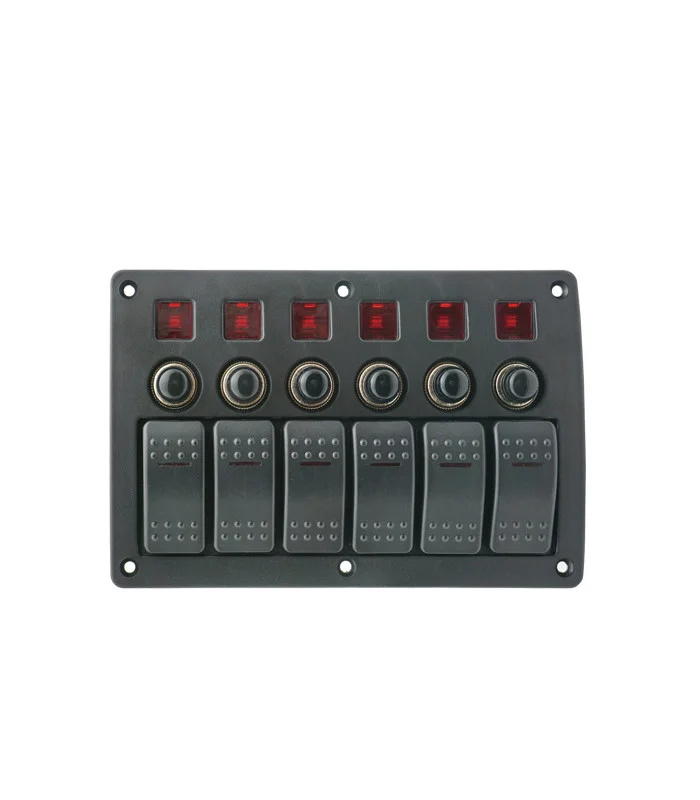 Pannello Elettrico 6 Interruttori LED con Breaker 12 volt