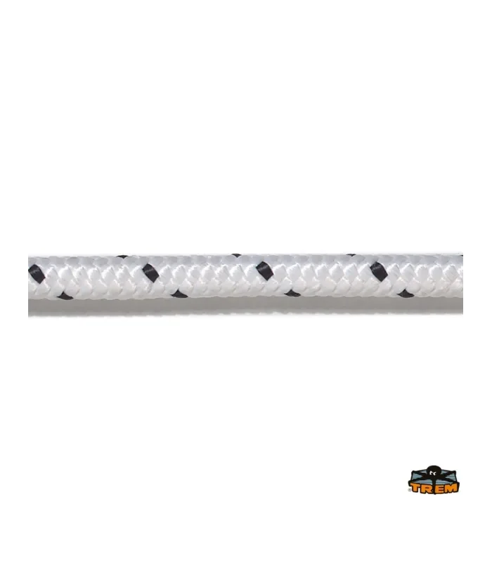 Cima corda trecciata in poliestere colore bianco e nero 10 mm