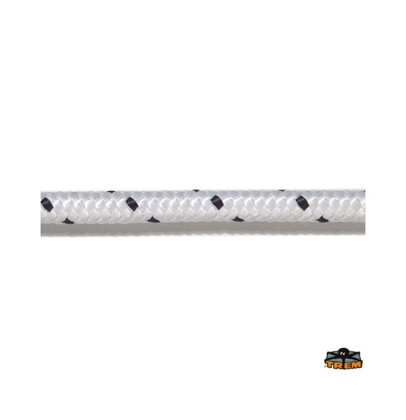Cima corda trecciata in poliestere colore bianco e nero 8 mm